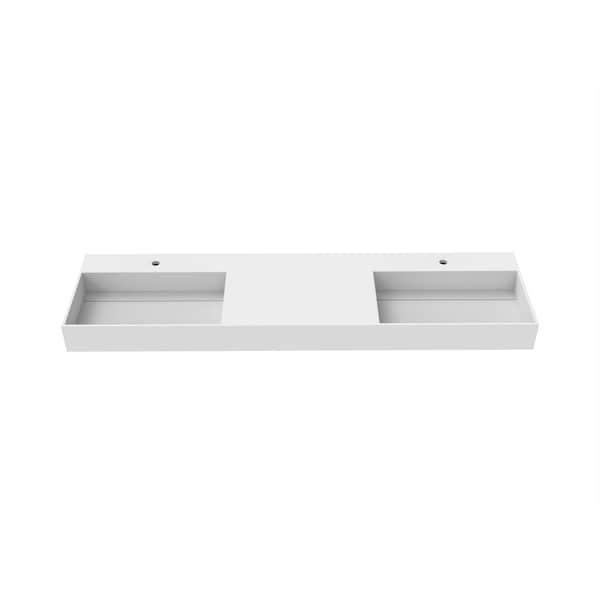 Castello Usa Juniper 72 in Solid Surface Wall-Mounted Bathroom Sink in White CB-GM-2056-72 - main